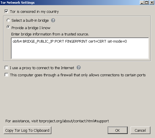 Nastavení obfs4 Bridge v TOR Browseru